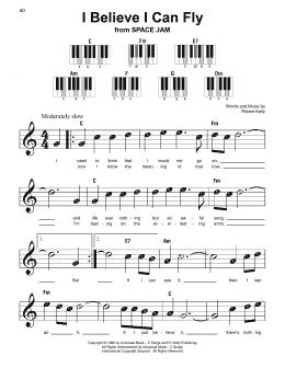 page one of I Believe I Can Fly (Super Easy Piano)