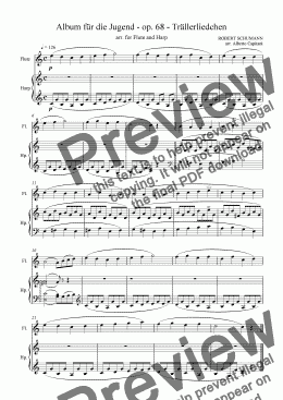 page one of Album für die Jugend - op. 68 - Trällerliedchen - arr. for Flute and Harp