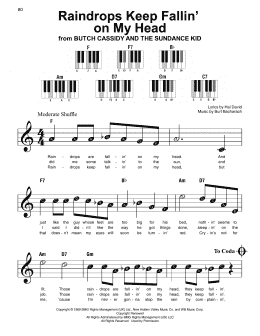page one of Raindrops Keep Fallin' On My Head (Super Easy Piano)
