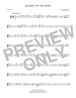 page one of Blowin' In The Wind (Tenor Sax Solo)