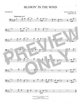 page one of Blowin' In The Wind (Trombone Solo)