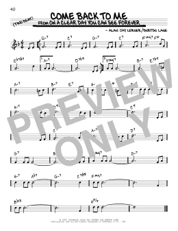 page one of Come Back To Me (Real Book – Melody & Chords)