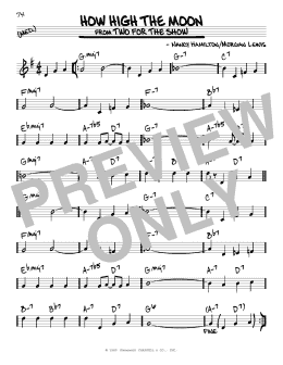 page one of How High The Moon (Real Book – Melody & Chords)
