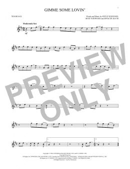 page one of Gimme Some Lovin' (Tenor Sax Solo)