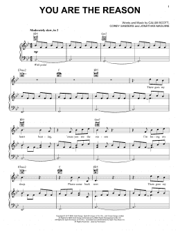 page one of You Are The Reason (Piano, Vocal & Guitar Chords (Right-Hand Melody))