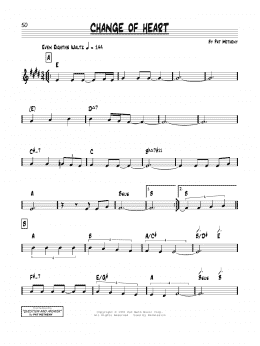 page one of Change Of Heart (Real Book – Melody & Chords)
