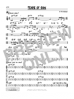 page one of Tears Of Rain (Real Book – Melody & Chords)