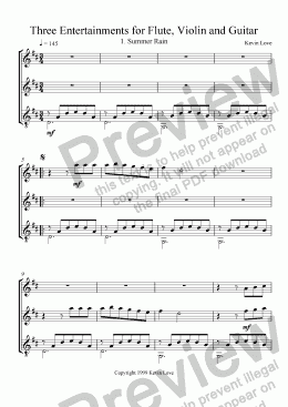 page one of 3 Entertainments for Flute, Violin and Guitar - Summer Rain