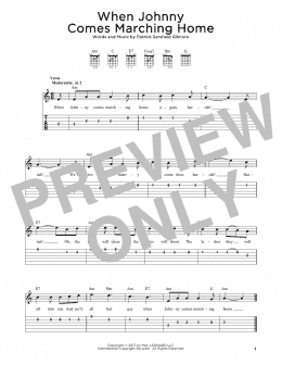 page one of When Johnny Comes Marching Home (Solo Guitar Tab)