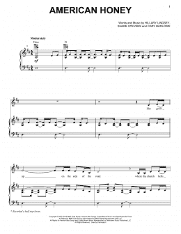 page one of American Honey (Piano, Vocal & Guitar Chords (Right-Hand Melody))