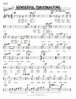 page one of Wonderful Christmastime (Real Book – Melody, Lyrics & Chords)