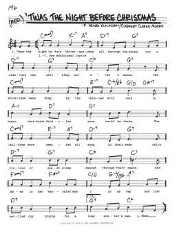 page one of 'Twas The Night Before Christmas (Real Book – Melody, Lyrics & Chords)