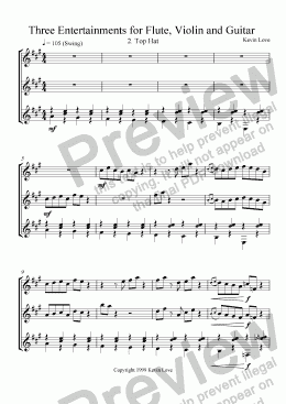 page one of 3 Entertainments for Flute, Violin and Guitar - Top Hat