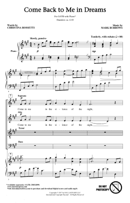 page one of Come Back To Me In Dreams (SATB Choir)