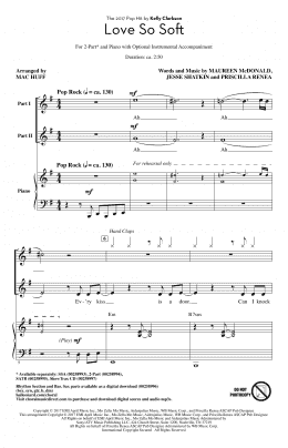 page one of Love So Soft (2-Part Choir)