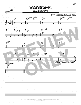 page one of Yesterdays (Real Book – Melody & Chords)