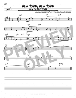 page one of New York, New York (from On the Town) (Real Book – Melody & Chords)
