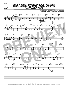 page one of You Took Advantage Of Me (Real Book – Melody & Chords)