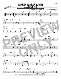 page one of Never Never Land (Real Book – Melody & Chords)