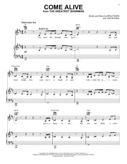 page one of Come Alive (from The Greatest Showman) (Piano, Vocal & Guitar Chords (Right-Hand Melody))