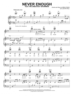 page one of Never Enough (from The Greatest Showman) (Piano, Vocal & Guitar Chords (Right-Hand Melody))