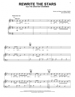 page one of Rewrite The Stars (from The Greatest Showman) (Piano, Vocal & Guitar Chords (Right-Hand Melody))