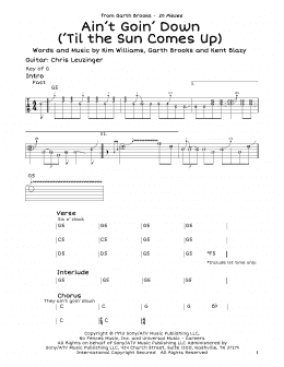 page one of Ain't Goin' Down ('Til The Sun Comes Up) (Guitar Lead Sheet)