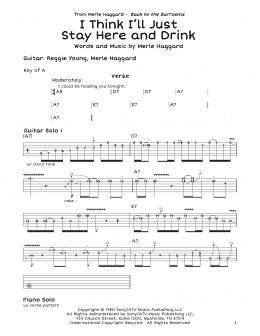 page one of I Think I'll Just Stay Here And Drink (Guitar Lead Sheet)