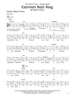 page one of Cannon Ball Rag (Guitar Lead Sheet)