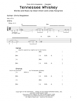 page one of Tennessee Whiskey (Guitar Lead Sheet)