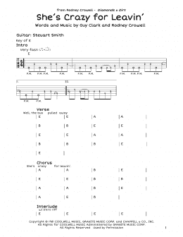 page one of She's Crazy For Leavin' (Guitar Lead Sheet)