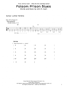 page one of Folsom Prison Blues (Guitar Lead Sheet)