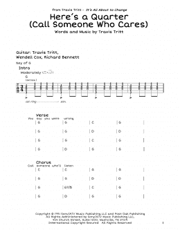 page one of Here's A Quarter (Call Someone Who Cares) (Guitar Lead Sheet)