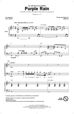 page one of Purple Rain (arr. Mac Huff) (SATB Choir)