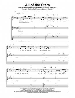 page one of All Of The Stars (Guitar Tab (Single Guitar))