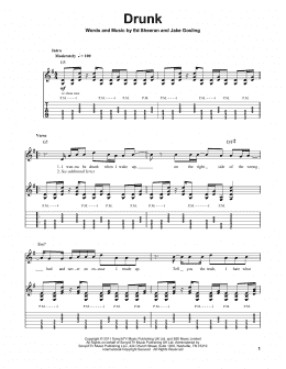 page one of Drunk (Guitar Tab (Single Guitar))
