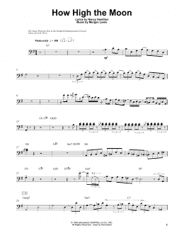 page one of How High The Moon (String Bass Transcription)