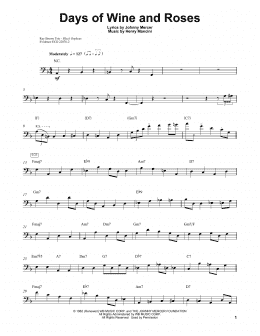 page one of Days Of Wine And Roses (String Bass Transcription)