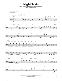 page one of Night Train (String Bass Transcription)