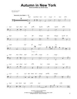page one of Autumn In New York (String Bass Transcription)