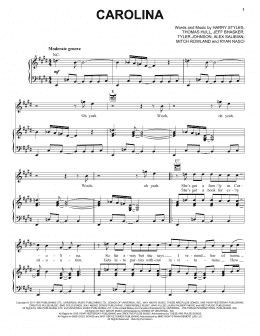 page one of Carolina (Piano, Vocal & Guitar Chords (Right-Hand Melody))