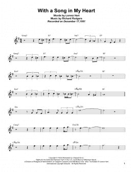 page one of With A Song In My Heart (Tenor Sax Transcription)
