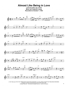 page one of Almost Like Being In Love (Tenor Sax Transcription)