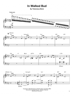 page one of In Walked Bud (Piano Transcription)