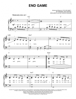page one of End Game (Easy Piano)