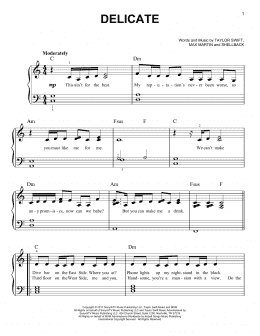 page one of Delicate (Easy Piano)