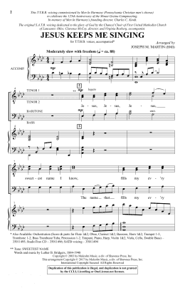 page one of Jesus Keeps Me Singing (TTBB Choir)