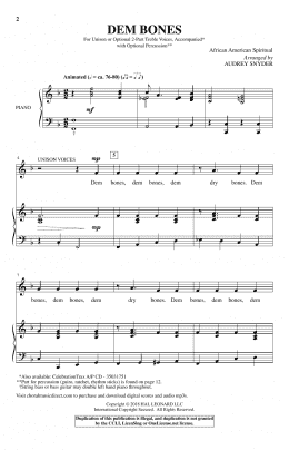 page one of Dem Bones (2-Part Choir)