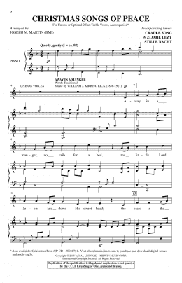 page one of Christmas Songs Of Peace (Unison Choir)