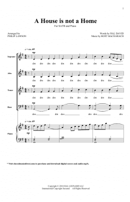 page one of A House Is Not A Home (SATB Choir)